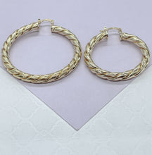 Load image into Gallery viewer, 18k Gold Filled Twisted and Textured Croissant Hoop Earrings, Available in 2 Sizes