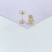Load image into Gallery viewer, 18k Gold Filled Gold Dainty Clover Stud Earring, Dainty Stud, Gold Studs Gift for her, St Patrick's Studs, Childrens Jewlery, Baby Studs