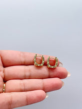 Load image into Gallery viewer, 18k Gold Filled Round Small Huggie Hoop Engraved Screws with Beveled Mirco CZ