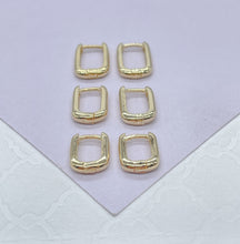 Load image into Gallery viewer, 18k Gold Filled Plain Smooth Dainy Long Bar Huggie Hoop Earring