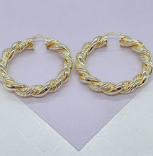 Load image into Gallery viewer, 18k Gold Filled XL Style Smooth Plain Twisted Hoop Earrings Available in 3 Sizes