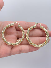 Load image into Gallery viewer, 18k Gold Filled Chunky Smooth Twisted and Textured Croissant Hoop Earrings, Available in 3 Sizes