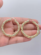 Load image into Gallery viewer, 18k Gold Filled Croissant Hoop Earrings: Chunky Twisted Texture