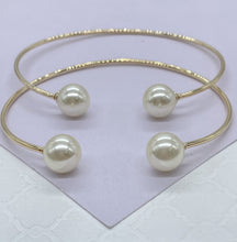 Load image into Gallery viewer, 18k Goldfilled Minimalist Pearl Ball Ended Bangle, Gifts for her, Boho Jewlery, Dainty Bangles,