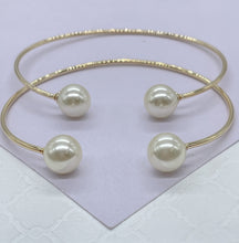 Load image into Gallery viewer, 18k Goldfilled Minimalist Pearl Ball Ended Bangle, Gifts for her, Boho Jewlery, Dainty Bangles,