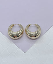 Load image into Gallery viewer, 18k Gold Filled Chunky Long Smooth Dome Style Tear Drop Huggie Earring