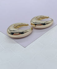 Load image into Gallery viewer, 18k Gold Filled Chunky Long Smooth Dome Style Tear Drop Huggie Earring