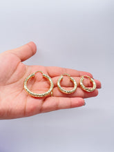 Load image into Gallery viewer, 18k Gold Filled Sequin Patterned Hoop Earring Available In 5 Sizes