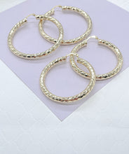 Load image into Gallery viewer, 18k Gold Filled Sequin Patterned Hoop Earring Available In 5 Sizes