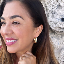 Load image into Gallery viewer, 18k Gold Filled Chunky Long Smooth Dome Style Tear Drop Huggie Earring