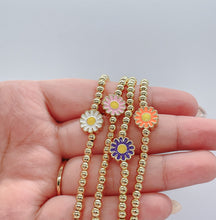Load image into Gallery viewer, 18k Gold Filled Elastic Colorful Flower Beaded Bracelet, Available in 4 Colors