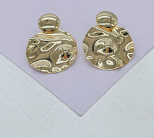 Load image into Gallery viewer, 18k Gold Filled Soft Textured Style Handmade Smooth Art Deco Dangling Plate Earring, Art Deco Earringes, Summer Earrings, Gifts for Her,