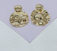 Load image into Gallery viewer, 18k Gold Filled Art Deco Earrings: Handmade Textured Dangle Earrings