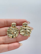 Load image into Gallery viewer, 18k Gold Filled Art Deco Earrings: Handmade Textured Dangle Earrings
