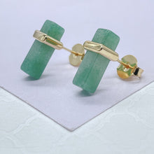 Load image into Gallery viewer, 18k Gold Filled Iridescent, Mini Brick-Stone Shaped Stud Earring , Art Novau Earrings, Gifts For Her, Birthday Gift