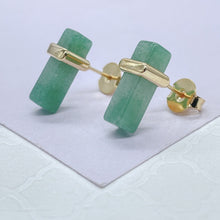 Load image into Gallery viewer, 18k Gold Filled Iridescent Stone Stud Earrings: Art Nouveau Style