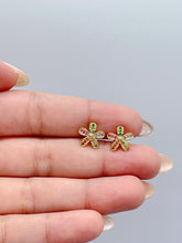 Load image into Gallery viewer, 18k Gold Filled Colorful CZ Flower Stud Earrings: Dainty Floral Studs
