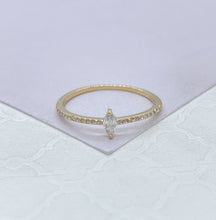 Load image into Gallery viewer, 18k Goldfilled Micro CZ Ring with Marquise Cut Stone In Center, Minimalist Ring, Dainty Ring, Princess Ring, Statement Piece
