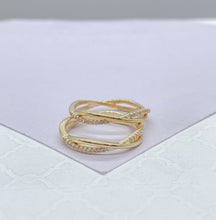 Load image into Gallery viewer, 18k Gold Filled Twisted Ring with Micro CZ Pave