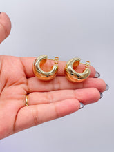 Load image into Gallery viewer, 18k Gold Filled Hoop Earrings: XL Wide Flat Smooth Hoops