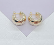 Load image into Gallery viewer, 18k Gold Filled Hoop Earrings: XL Wide Flat Smooth Hoops