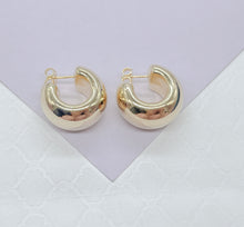 Load image into Gallery viewer, 18k Gold Filled Hoop Earrings: XL Wide Flat Smooth Hoops