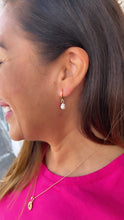 Load image into Gallery viewer, 18k Gold Filled Dainty Dangling Hoop With Small Pearl Charm