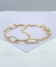 Load image into Gallery viewer, 18k Gold Filled Thin Long Smooth Paper Clip Link pattern with Rolo Chain