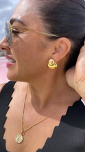 Load image into Gallery viewer, 18k Gold Filled Art Deco Earrings: Handmade Con-Cave Plate Dangle