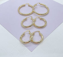 Load image into Gallery viewer, 18k Gold Filled 4mm Thick Plain Smooth Classic Hoop Earrings