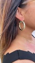 Load image into Gallery viewer, 18k Gold Filled Chunky Smooth Twisted and Textured Croissant Hoop Earrings, Available in 3 Sizes