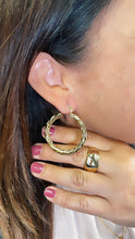 Load image into Gallery viewer, 18k Gold Filled Twisted and Textured Croissant Hoop