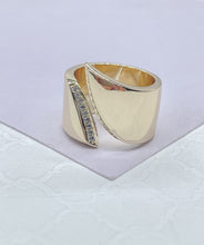 Load image into Gallery viewer, 18k Gold-filled Adjustable Dual Ended Chunky Plain Ring with Winged CZ Ends