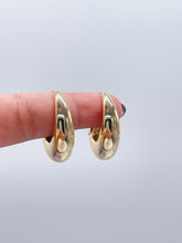 Load image into Gallery viewer, 18k Gold Filled Chunky Long Smooth Tear Drop Huggie Earring