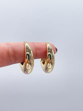 Load image into Gallery viewer, 18k Gold Filled Chunky Long Smooth Dome Style Tear Drop Huggie Earring