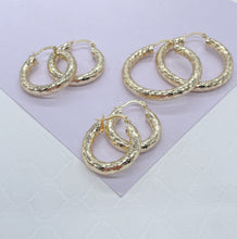 Load image into Gallery viewer, 18k Gold Filled Sequin Patterned Hoop Earring Available In 5 Sizes