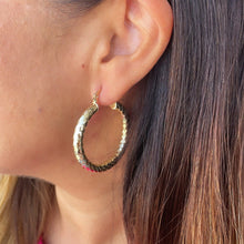 Load image into Gallery viewer, 18k Gold Filled Sequin Patterned Hoop Earring Available In 5 Sizes