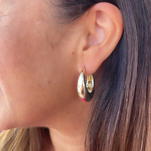 Load image into Gallery viewer, 18k Gold Filled Chunky Long Smooth Dome Style Tear Drop Huggie Earring