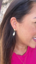 Load image into Gallery viewer, 18k Gold Filled Smooth Tear Drop Shapped Pearl Dangle Hoop Earrings