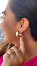 Load image into Gallery viewer, 18k Gold Filled XL Wide Yet Flat Open Smooth Hoop Earring, Summer Earrings, Versatile Hoops, Statement Earrings, Art Novau Hoops, Gold Hoops