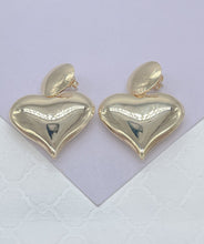 Load image into Gallery viewer, 18k Gold Filled Puffy Heart Dangle Earrings: Statement Jewelry