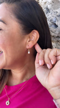 Load image into Gallery viewer, 18k Gold Filled Dainty Dangling Hoop With Small Pearl Charm
