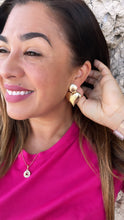 Load image into Gallery viewer, 18k Gold Filled Puffy Heart Dangle Earrings: Statement Jewelry