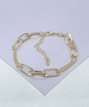 Load image into Gallery viewer, 18k Gold Filled Thin Long Smooth Paper Clip Link pattern with Rolo Chain