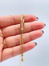 Load image into Gallery viewer, 18k Gold Filled Thin Long Smooth Paper Clip Link pattern with Rolo Chain