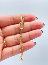 Load image into Gallery viewer, 18k Gold Filled Thin Long Smooth Paper Clip Link pattern with Rolo Chain