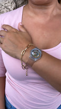 Load image into Gallery viewer, 18k Gold Filled Thin Long Smooth Paper Clip Link pattern with Rolo Chain