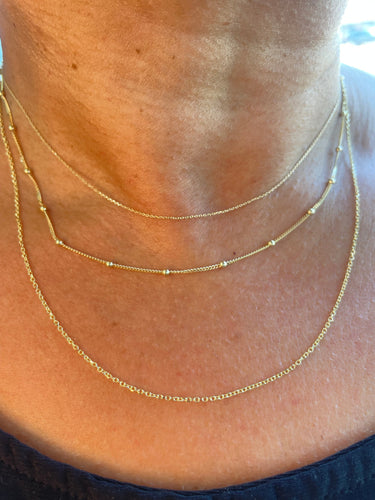 14k Solid Gold Satellite and Oval Cable Link Chain Style Available in Sizes 16- & 18-Inch, Gifts for mom, Dainty Jewlery, Layering Chains,