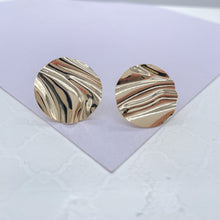 Load image into Gallery viewer, 18k Gold Filled Wave Stud Earrings: Dainty Contemporary Jewelry