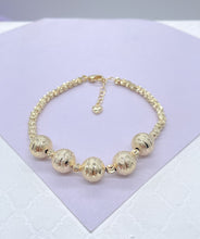 Load image into Gallery viewer, 18k Gold Filled Beaded Ball Bracelet: Textured Design